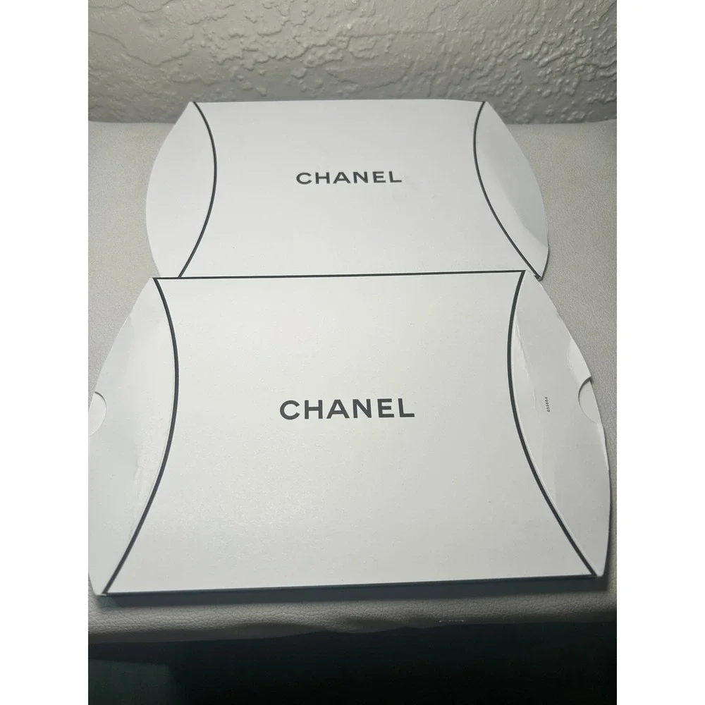 2 Authentic Chanel‎ Empty Pillow Box Gift Packaging Black Trim White